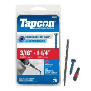 Tapcon 0.18 x 1.25 in. Anchor Steel Concrete Screw